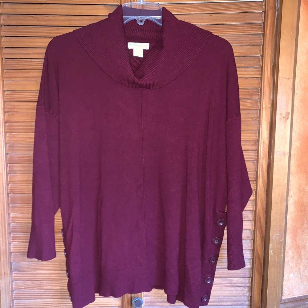 Cynthia Rowley maroon cowl neck sweater 3X